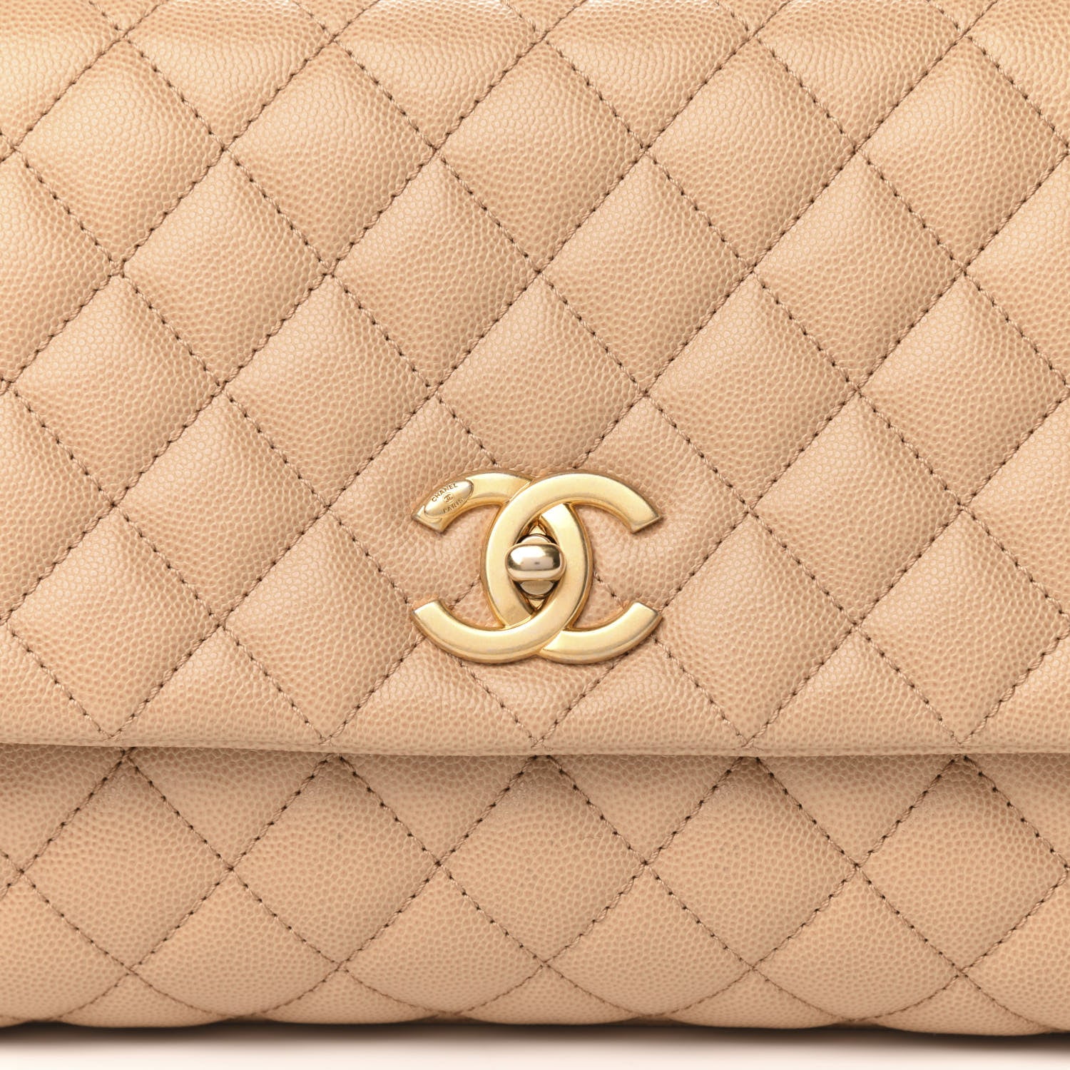Chanel Caviar Lizard Embossed Quilted Small Coco Handle Flap Beige 12 of 13