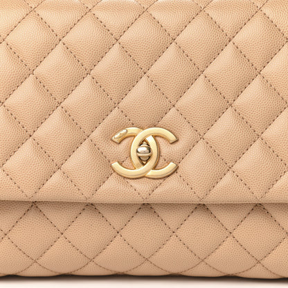 Chanel Caviar Lizard Embossed Quilted Small Coco Handle Flap Beige 12 of 13
