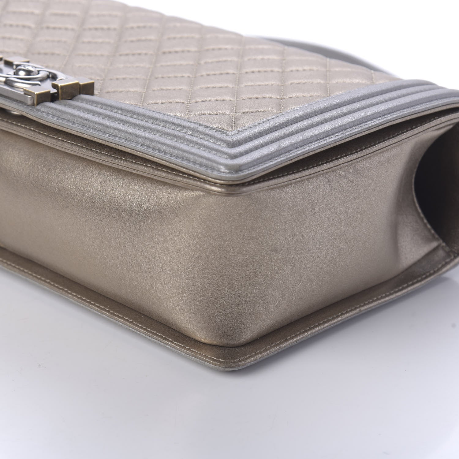 Chanel Metallic Calfskin Quilted New Medium Boy Flap Khaki 6 of 10