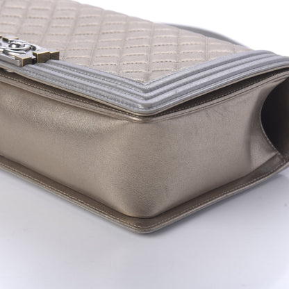 Chanel Metallic Calfskin Quilted New Medium Boy Flap Khaki 6 of 10