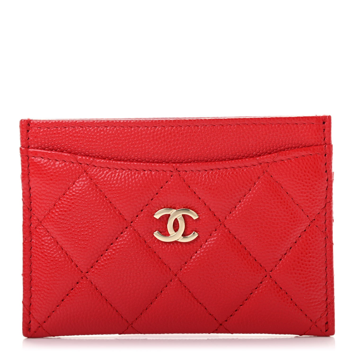 Chanel Caviar Quilted Card Holder Red 1 of 8