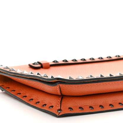 Valentino Garavani Pebbled Calfskin Rockstud Wristlet Clutch Orange 8 of 9