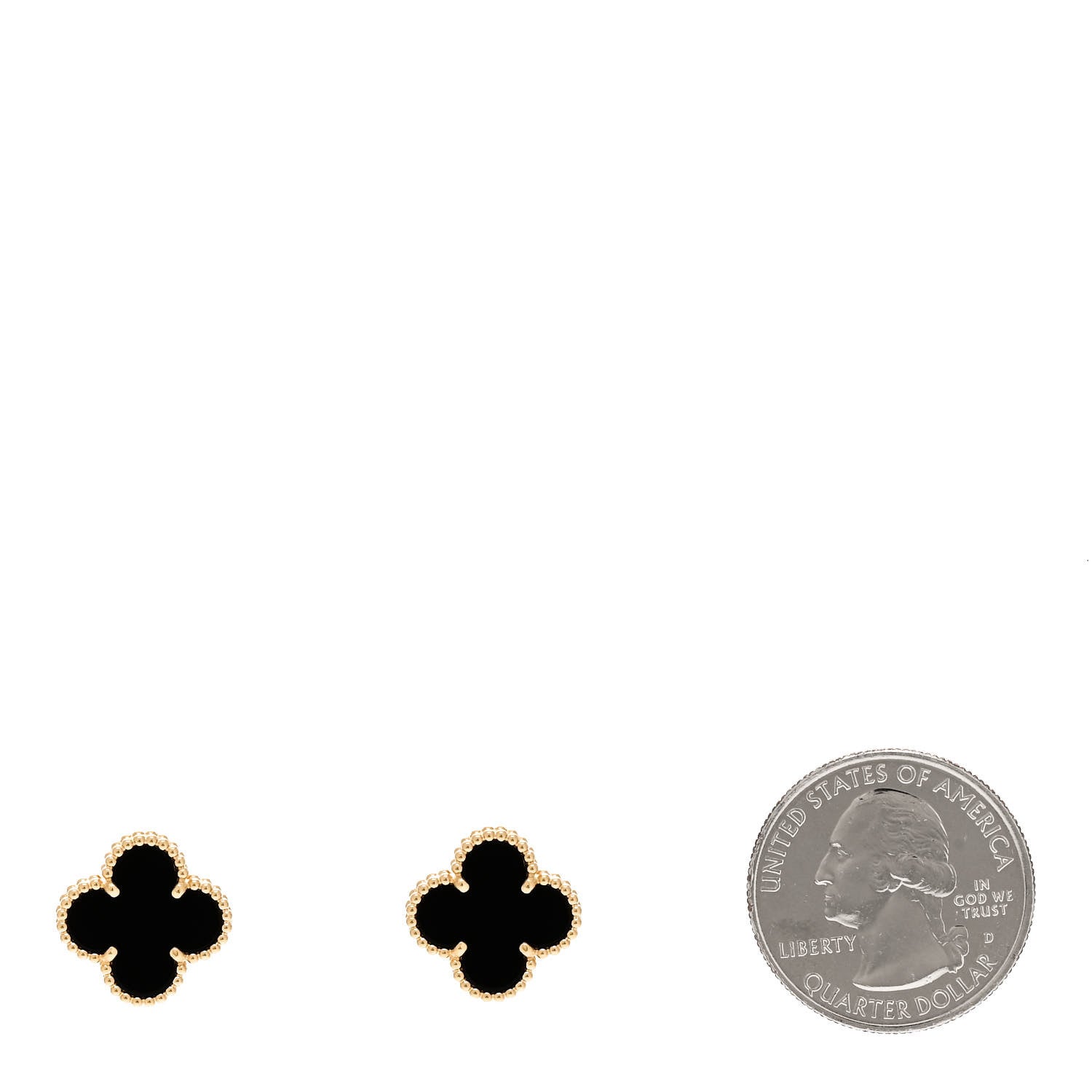 Van Cleef & Arpels 18K Yellow Gold Black Onyx Vintage Alhambra Earrings 2 of 5