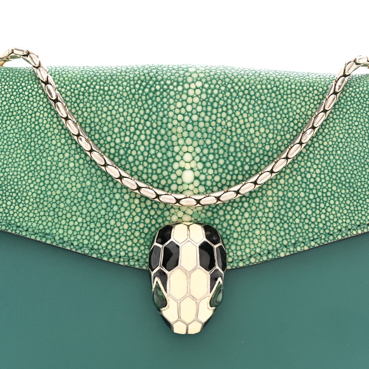 Galuchat Calfskin Serpenti Forever Crossbody Bag Green