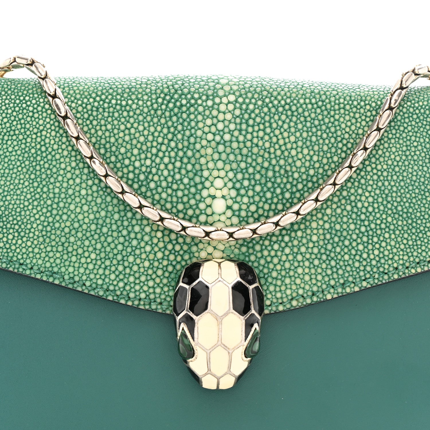 Bulgari Galuchat Calfskin Serpenti Forever Crossbody Bag Green 8 of 10