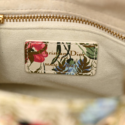 Christian Dior Calfskin Hibiscus Printed Embroidered Mini Lady Dior Beige Multicolor 6 of 14