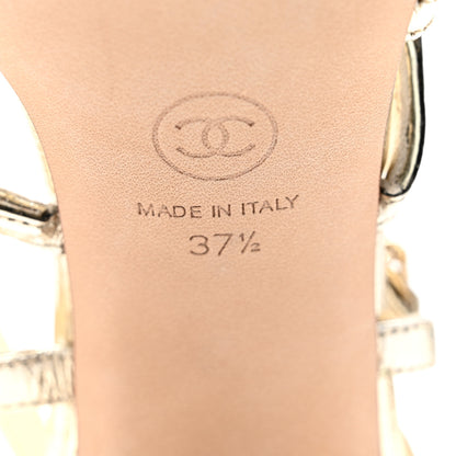 Chanel Lame Goatskin Chain Sandals 37.5 Gold 6 of 7