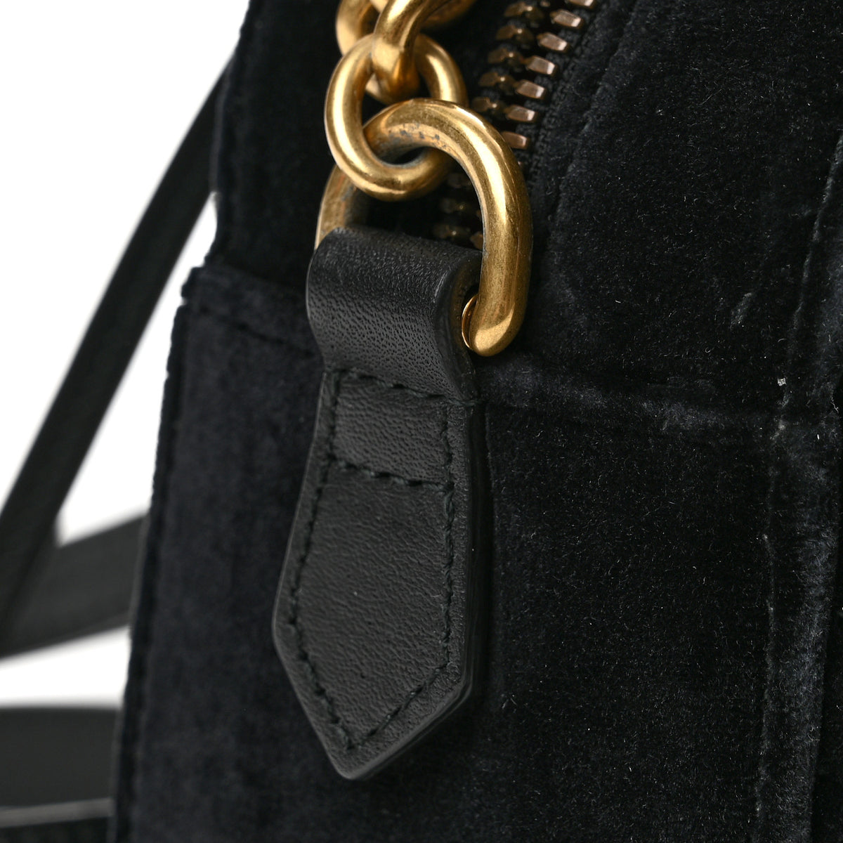 Velvet Matelasse Small GG Marmont Chain Shoulder Bag Black