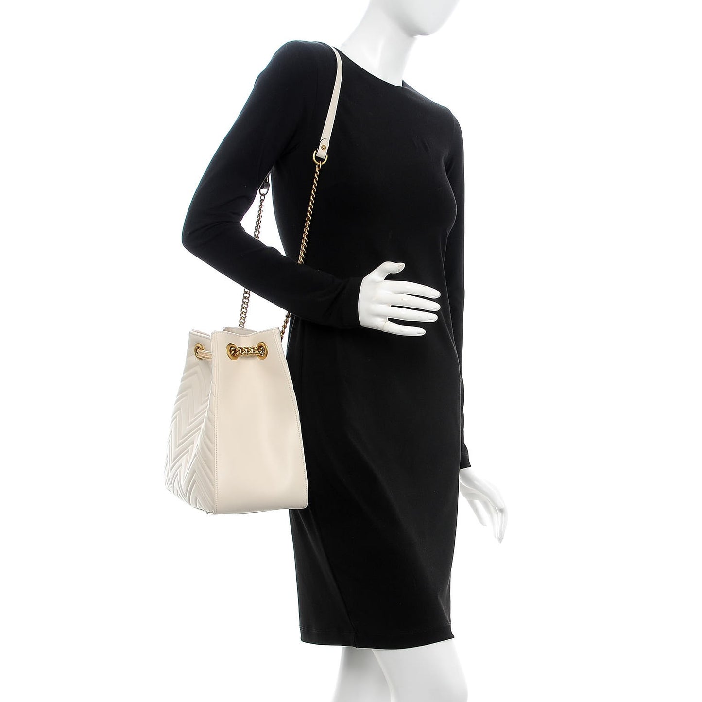 Calfskin Matelasse Medium GG Marmont Shoulder Tote Bag White