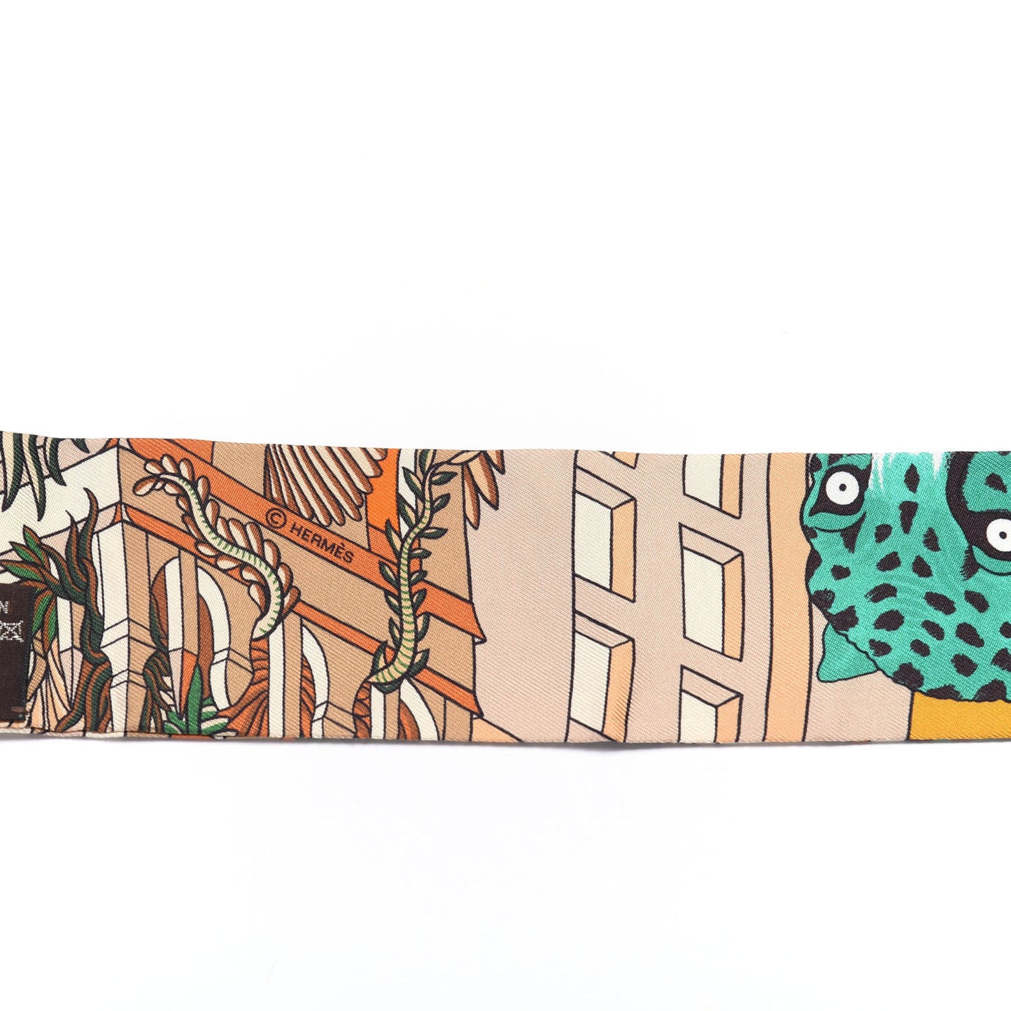 Silk Animapolis Plumetis Twilly Ocre Vert Orange