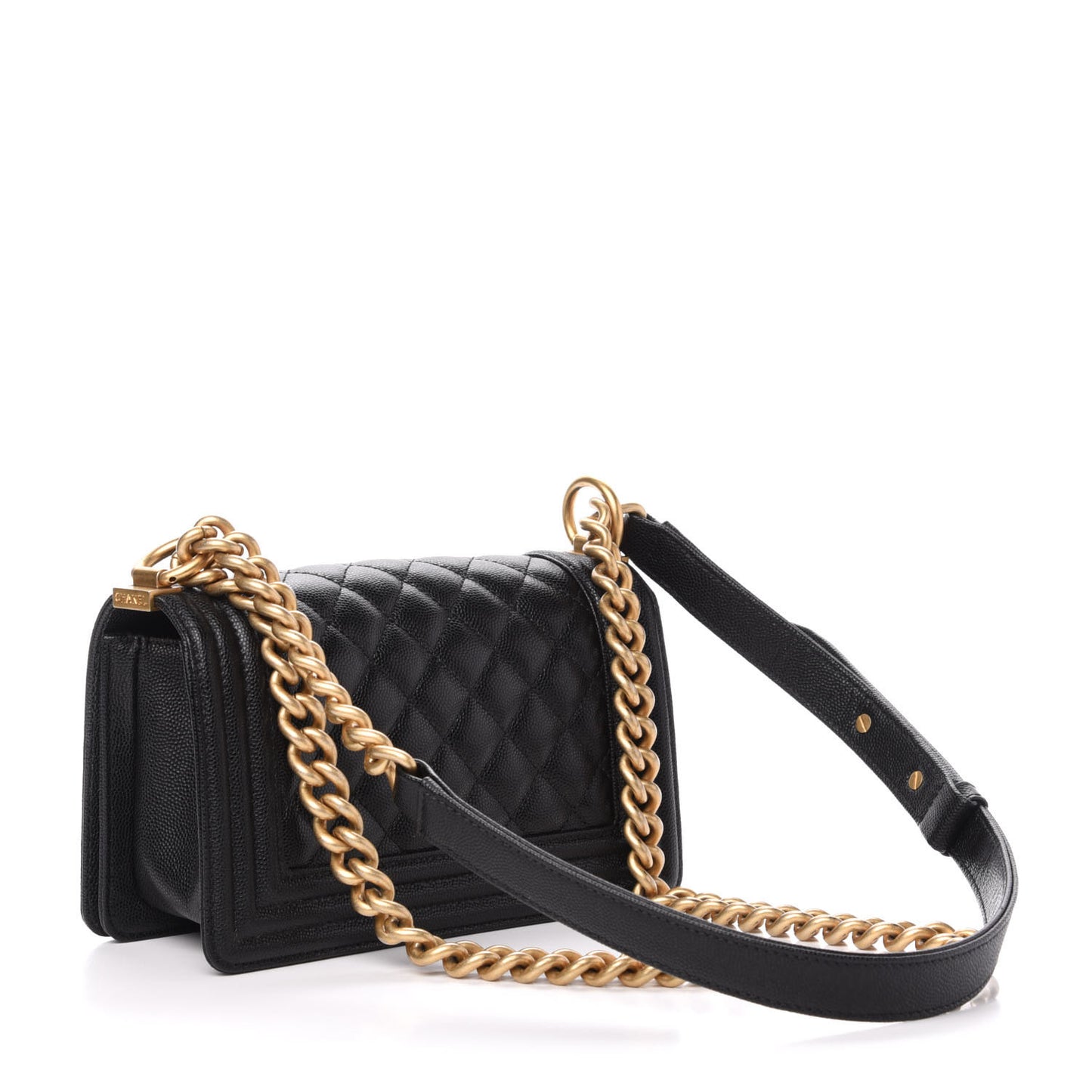Caviar Quilted Small Boy Flap Black