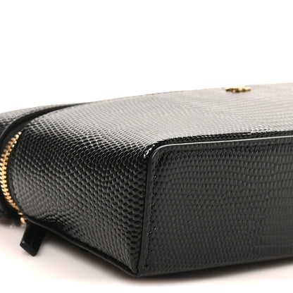 Chanel Lizard Embossed Calfskin Top Handle Slim Vanity With Chain Black 9 of 10