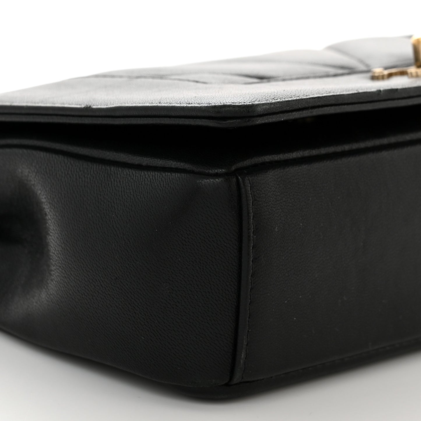 Sheepskin Chevron Quilted Small Vintage Mademoiselle Flap Black