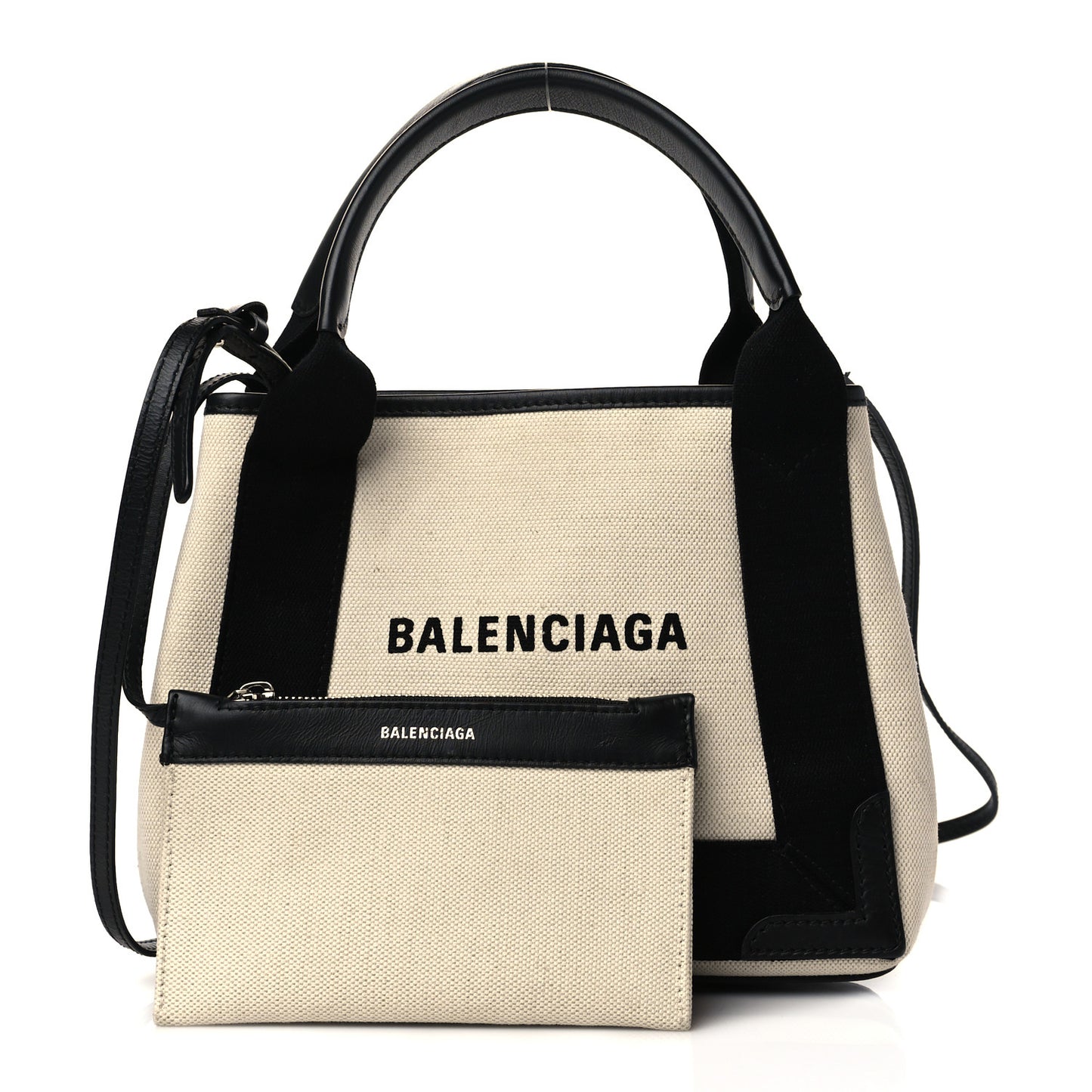 Cotton Canvas Calfskin Navy Cabas XS Natural Black