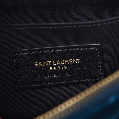 Saint Laurent Velvet Matelasse Chevron Monogram A5 Wristlet Dark Ottanio 8 of 10