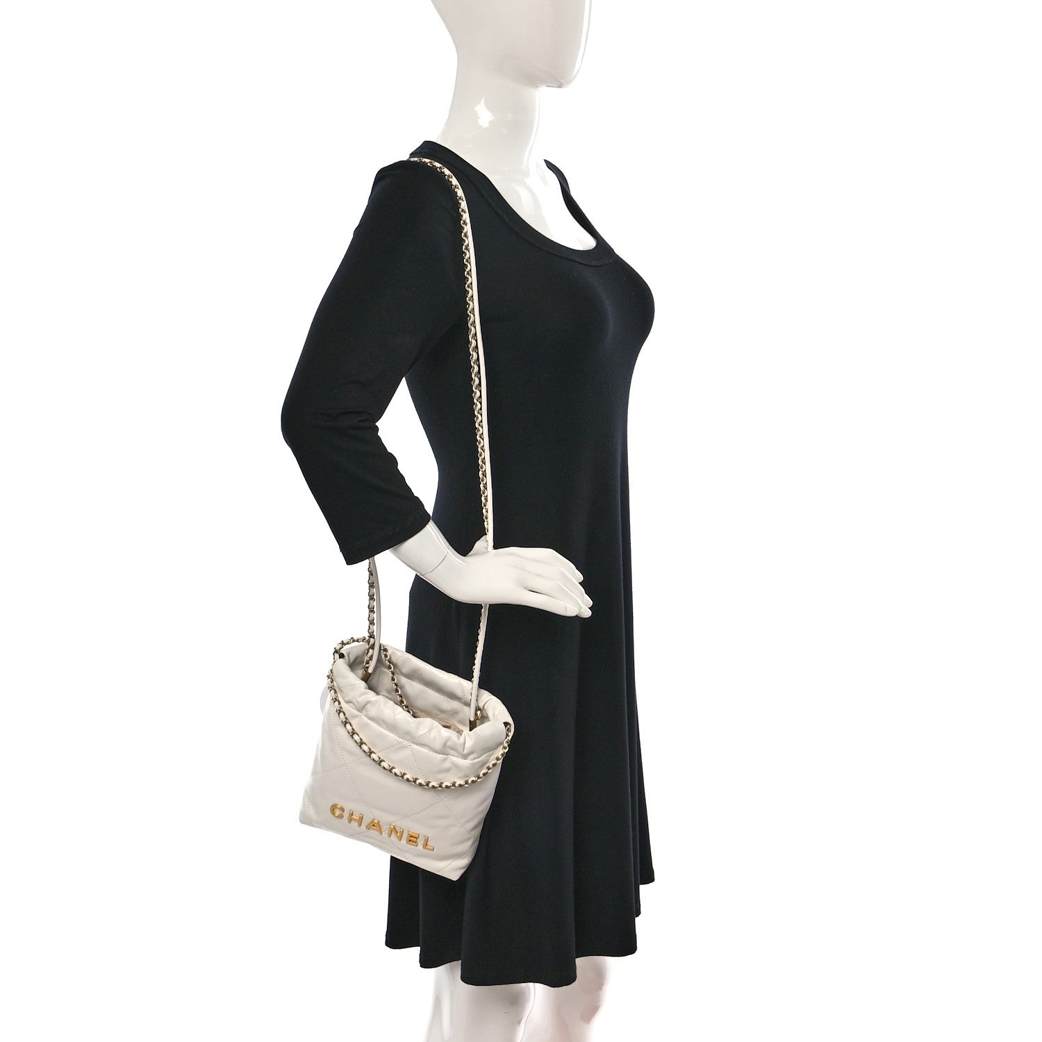 Chanel Shiny Calfskin Quilted Mini Chanel 22 White 2 of 10