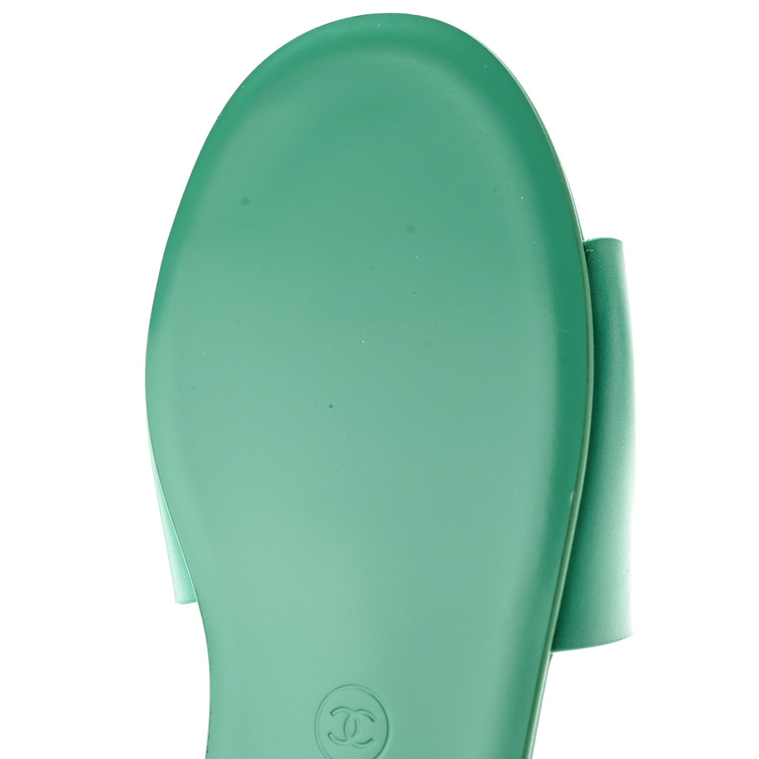 Chanel Calfskin Patent Calfskin Logo Mules 40 Green White 9 of 11
