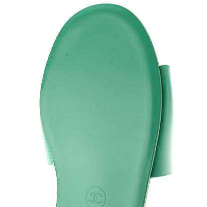 Chanel Calfskin Patent Calfskin Logo Mules 40 Green White 9 of 11