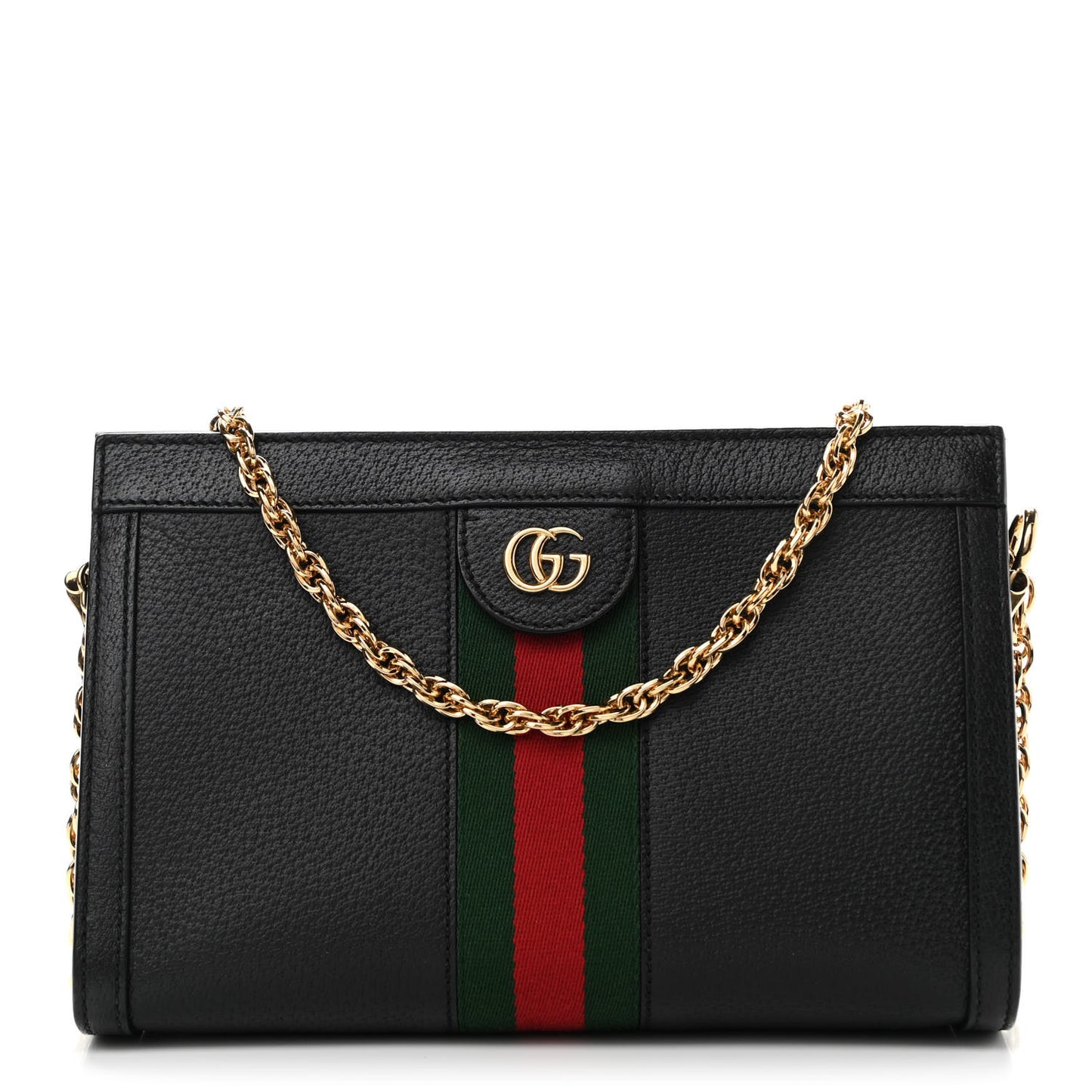 Calfskin GG Web Small Ophidia Chain Shoulder Bag Black