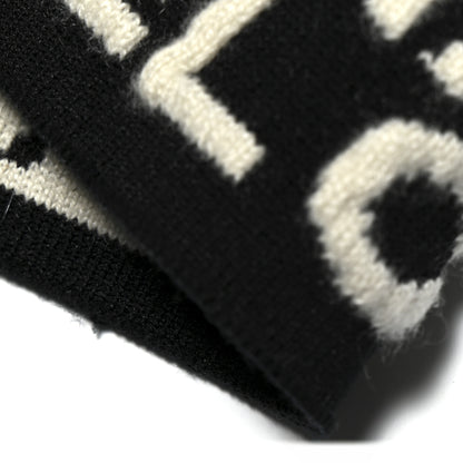 Chanel Cashmere Logo Scarf Black White 5 of 5