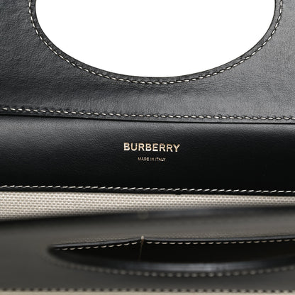 Burberry Canvas Smooth Calfskin Two Tone Medium Pocket Bag Natural Black 6 of 10