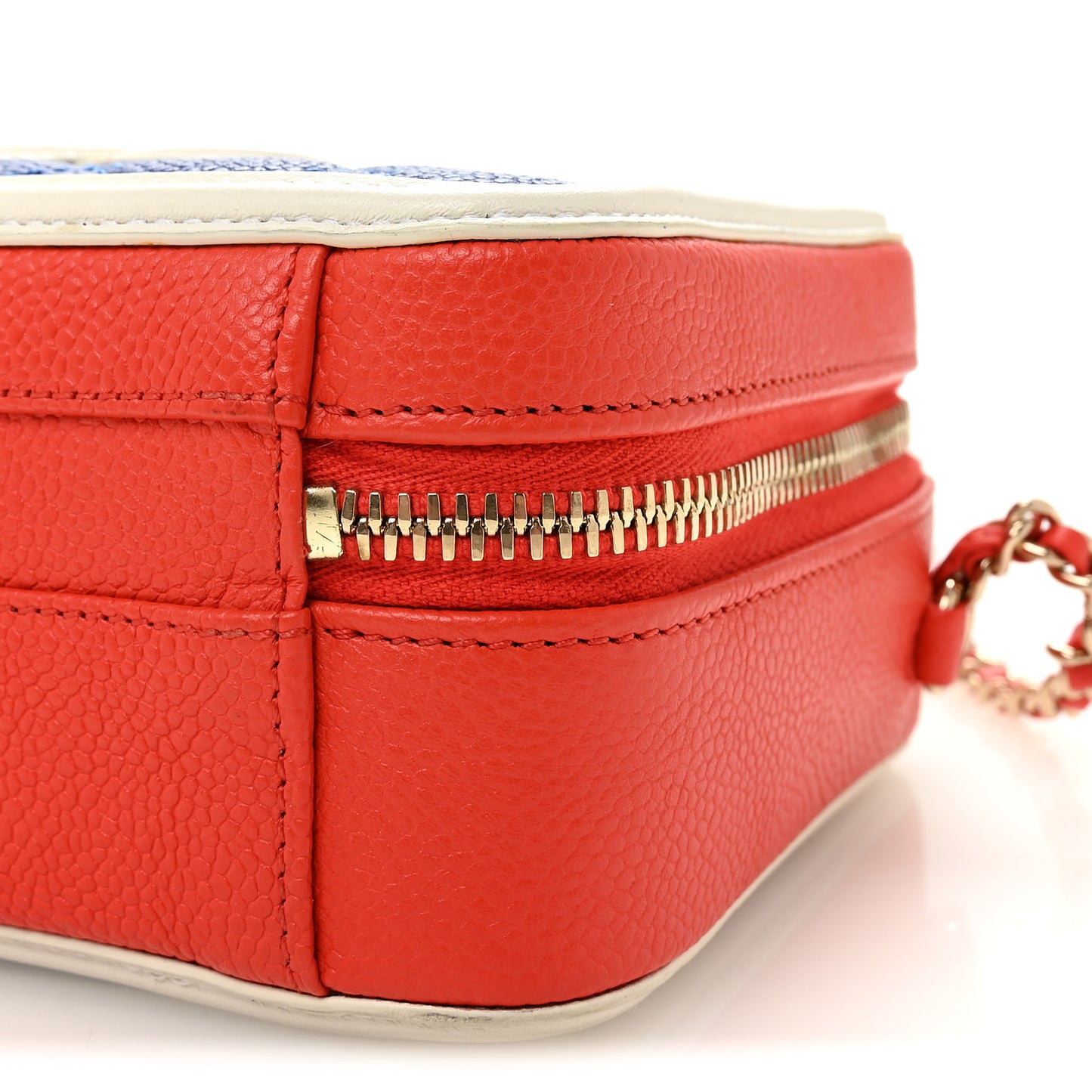 Caviar Quilted Small CC Filigree Vanity Case Blue White Red