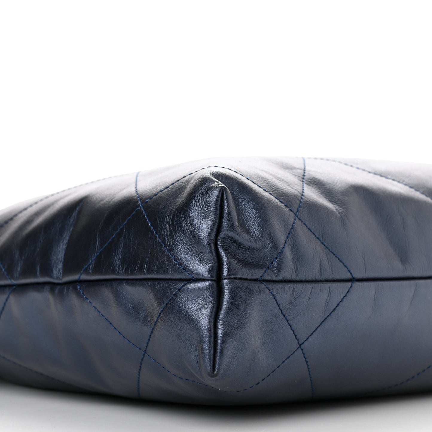 Metallic Calfskin Quilted Small Chanel 22 Navy Blue