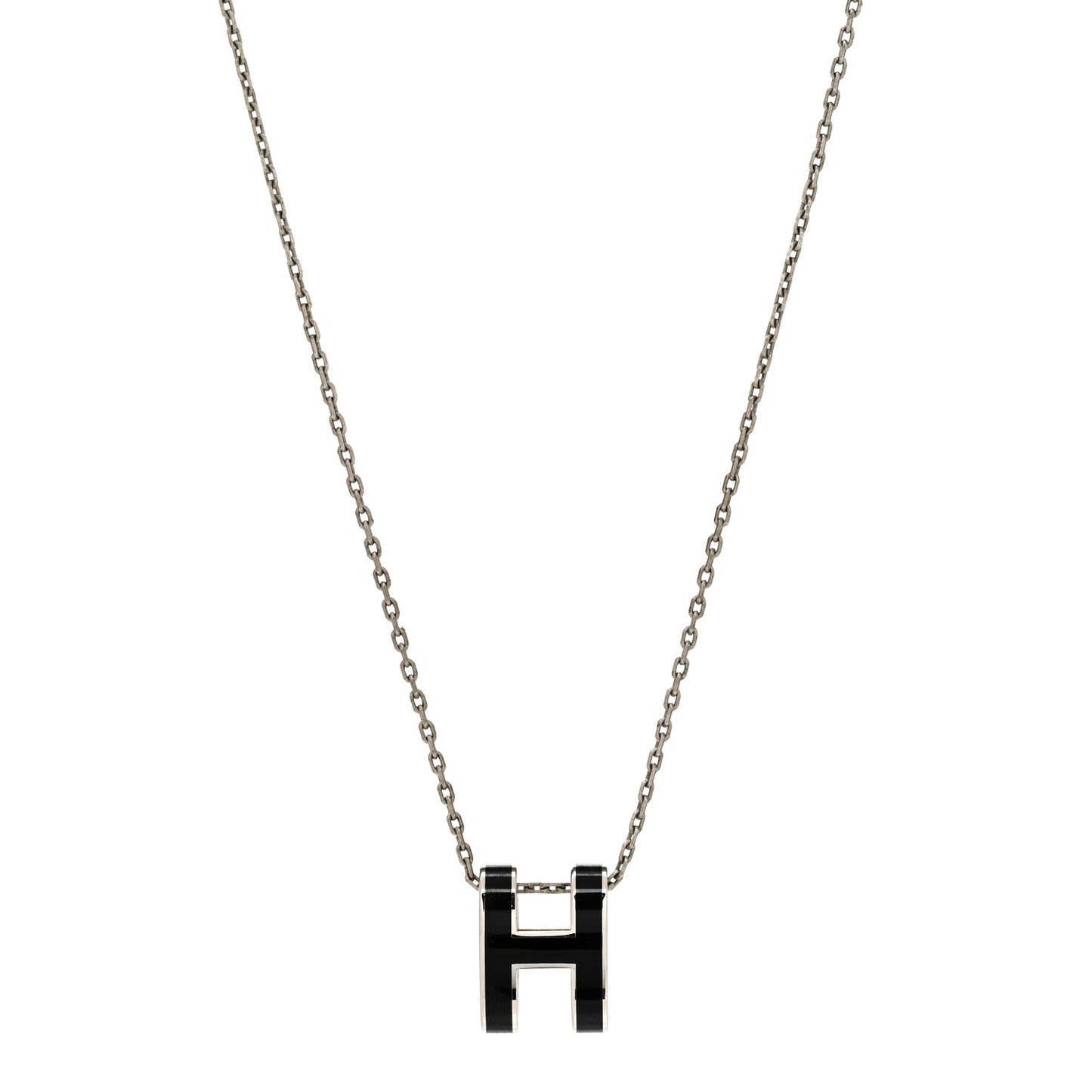 Lacquered Palladium Pop H Pendant Necklace Black