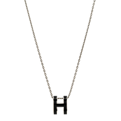 Hermes Lacquered Palladium Pop H Pendant Necklace Black 1 of 6