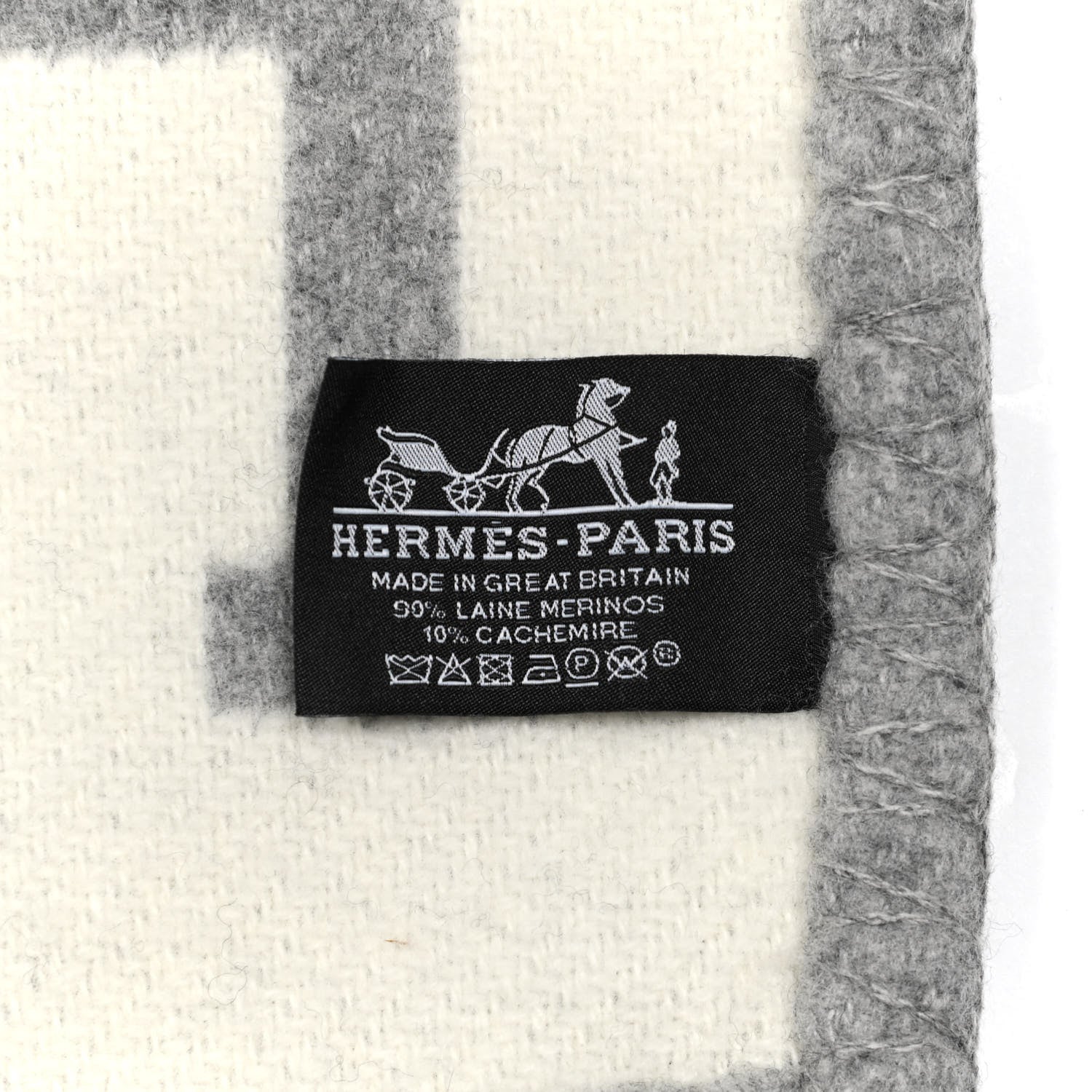 Hermes Wool Cashmere Avalon III Blanket Ecru Gris Clair 3 of 3