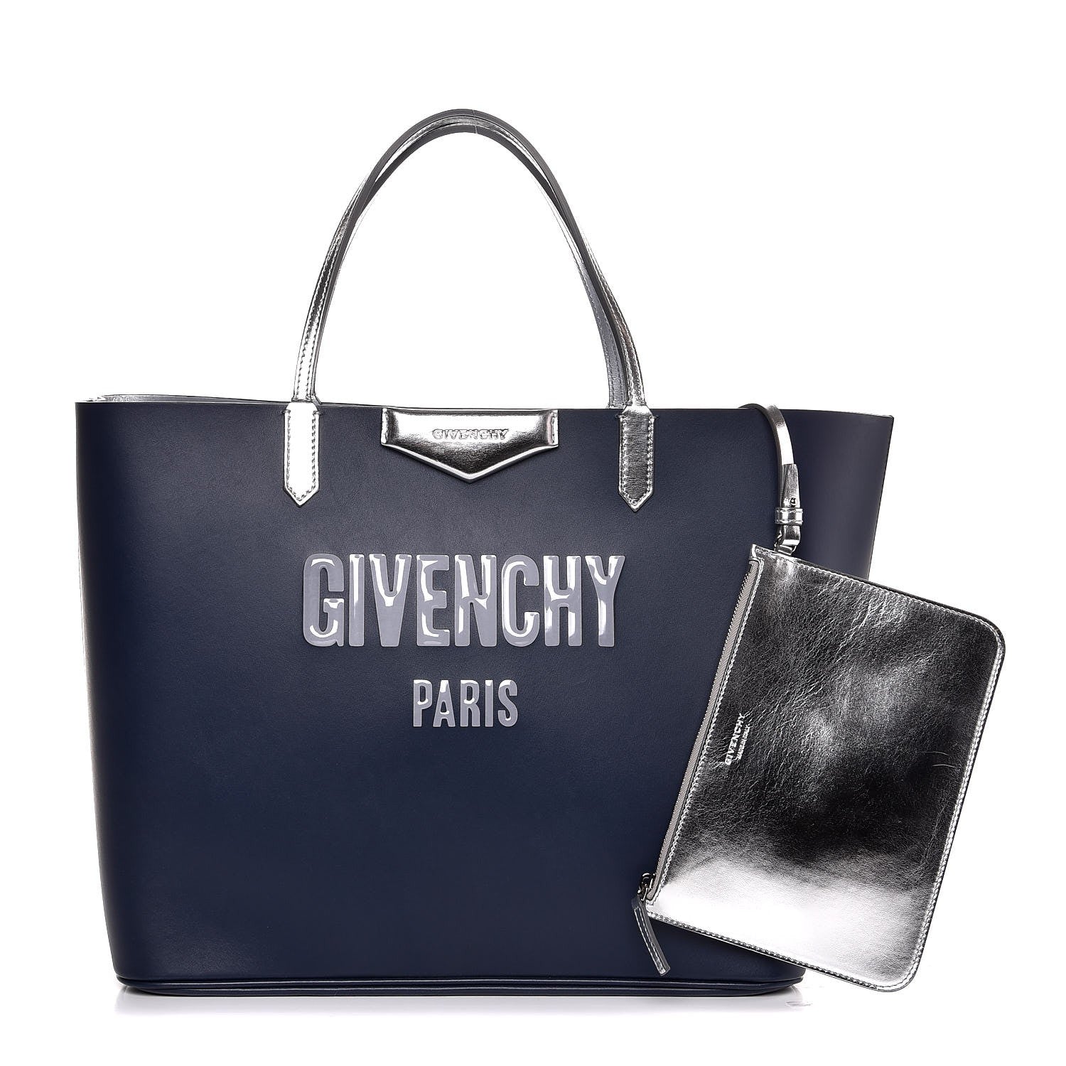 Givenchy Calfskin Large Antigona Tote Night Blue Silver 1 of 7