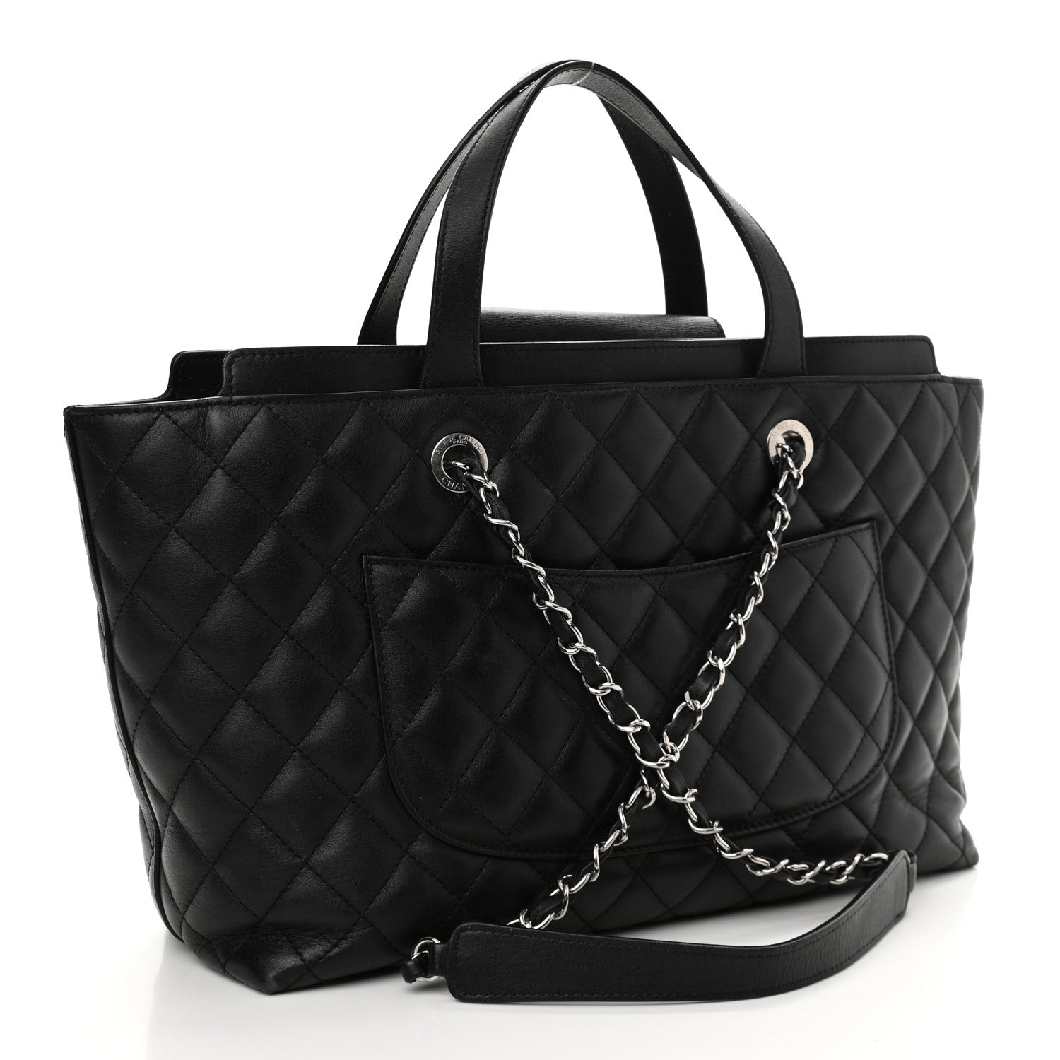 Chanel Calfskin Quilted Large Shopping Tote Black 3 of 14