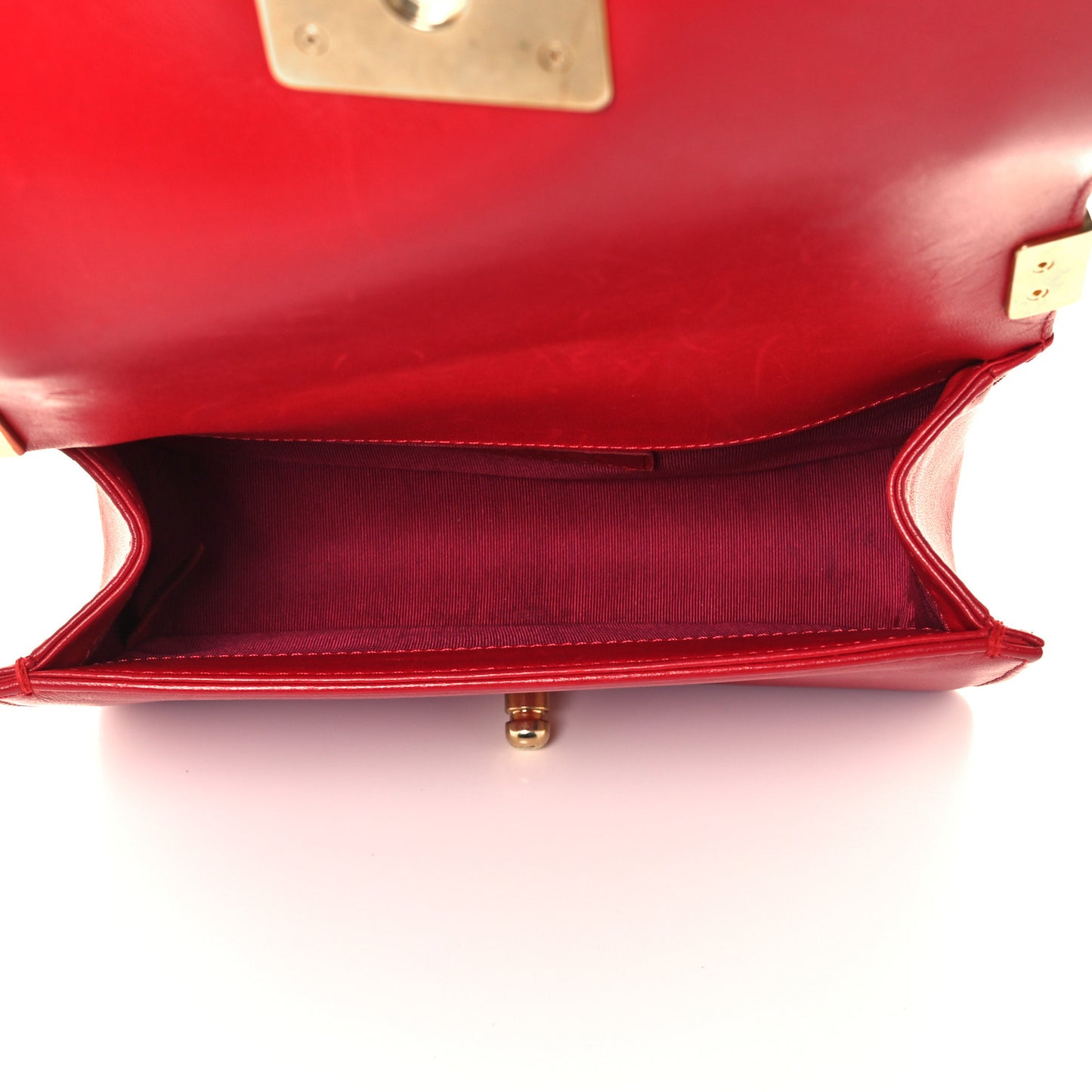Calfskin Quilted Small Boy Flap Dark Red