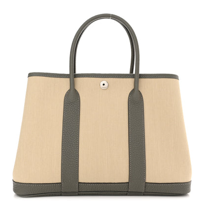 Hermes Toile Militaire Vache Country Garden Party 30 TPM Tote Beton Gris Meyer 1 of 11