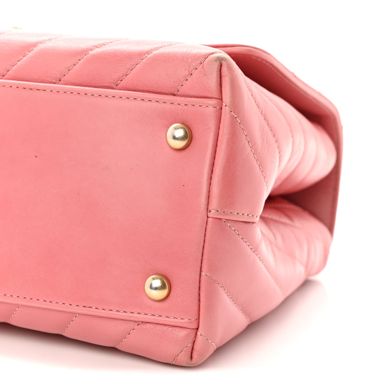 Chanel Calfskin Lizard Chevron Quilted Small Coco Handle Flap Pink 10 of 13