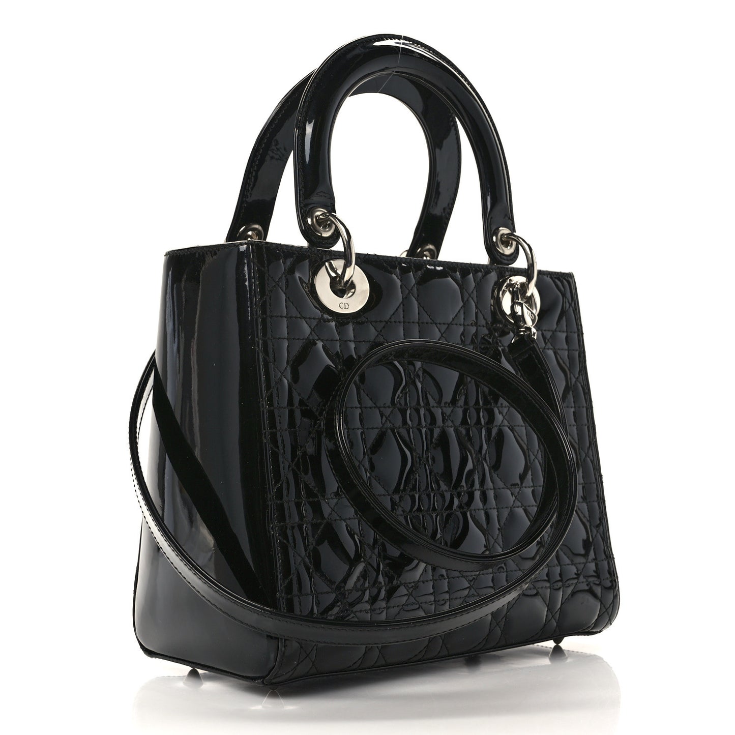 Patent Cannage Medium Lady Dior Black
