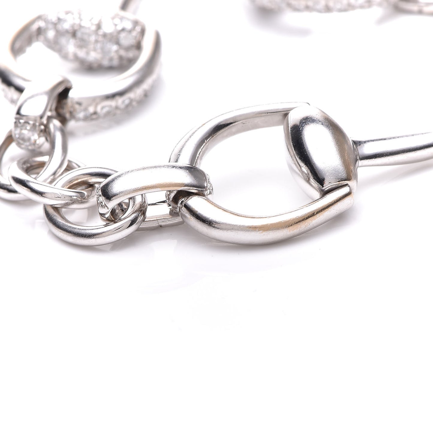 18K White Gold Diamond Horsebit Bracelet 18