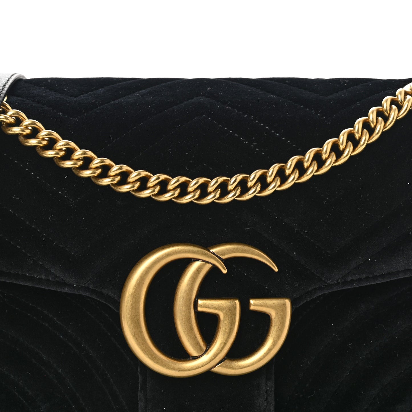 Velvet Matelasse Medium GG Marmont Shoulder Bag Black