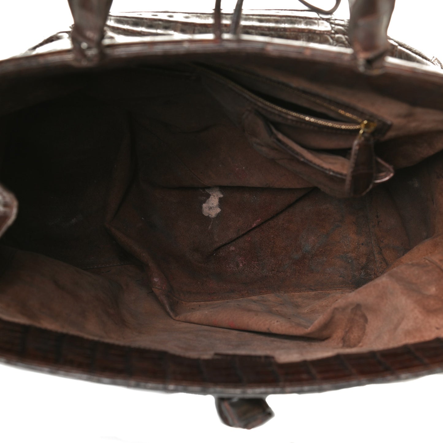 Crocodile Top Handle Satchel Brown