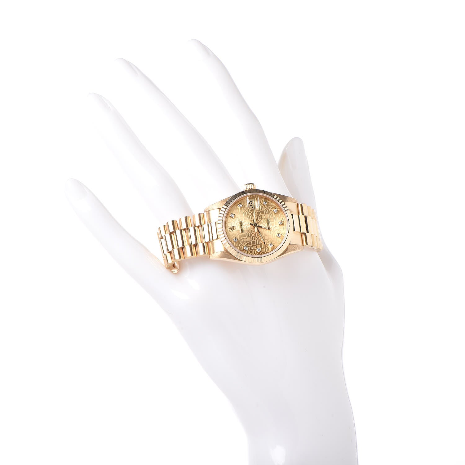 Rolex 18K Yellow Gold Diamond 31mm Oyster Perpetual Datejust President Watch Champagne Jubilee 68278 2 of 7