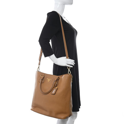 Prada Vitello Daino Side Zip Tote Cannella 2 of 12