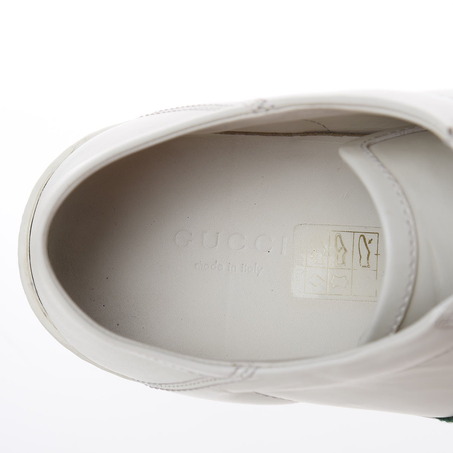 Gucci Calfskin Web Bee Embroidered Womens Ace Sneakers 38 White Green 8 of 17