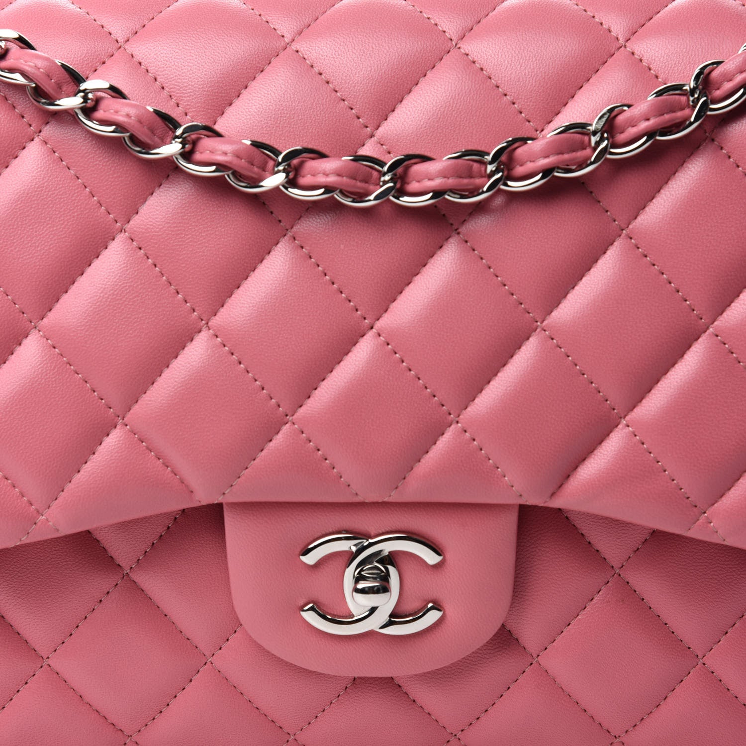 Chanel Lambskin Quilted Jumbo Double Flap Pink 14 of 14
