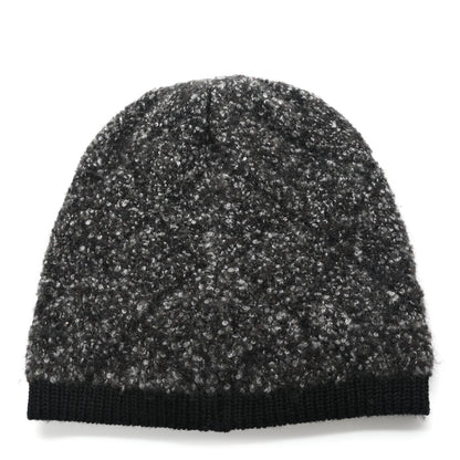 Chanel Cashmere Wool Silk Logo Beanie Hat Grey Black 3 of 5