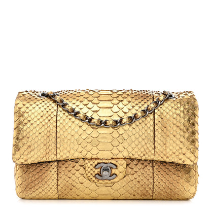 Chanel Metallic Snakeskin Medium Double Flap Gold 1 of 12