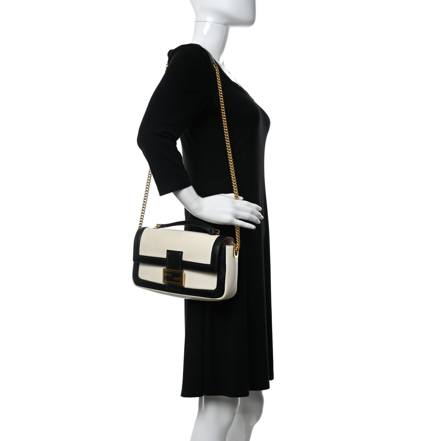 Nappa Apolo Bi-Color Chain Baguette Uovo Black