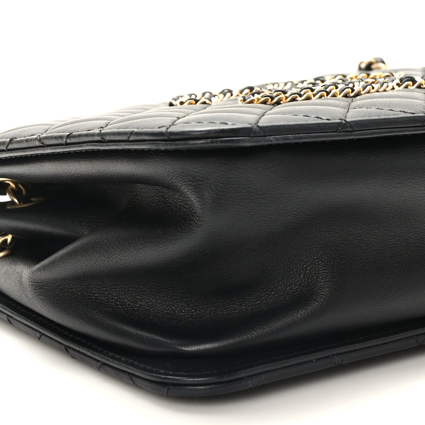 Calfskin Quilted CC Chain Accordion Tote Black