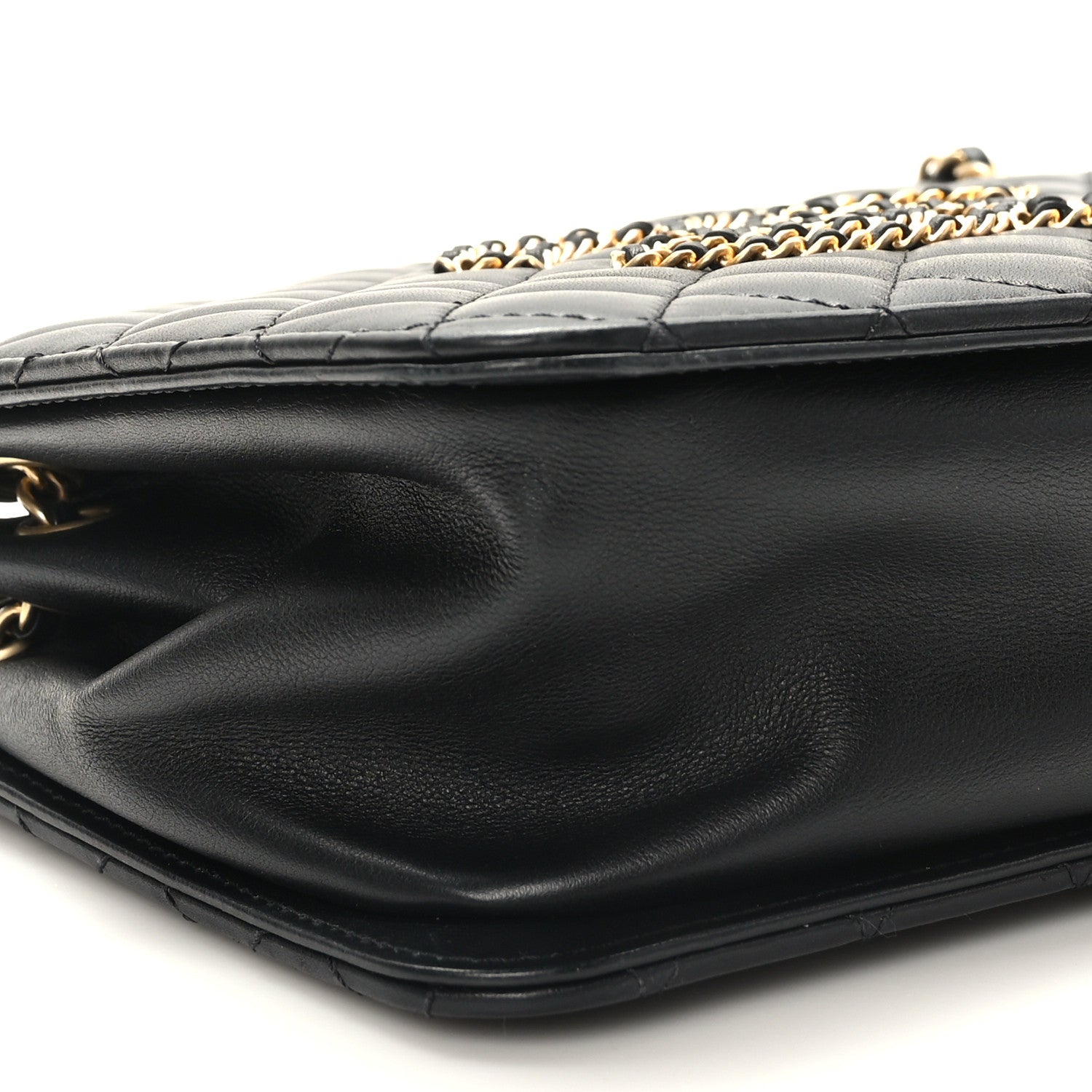 Chanel Calfskin Quilted CC Chain Accordion Tote Black 7 of 8