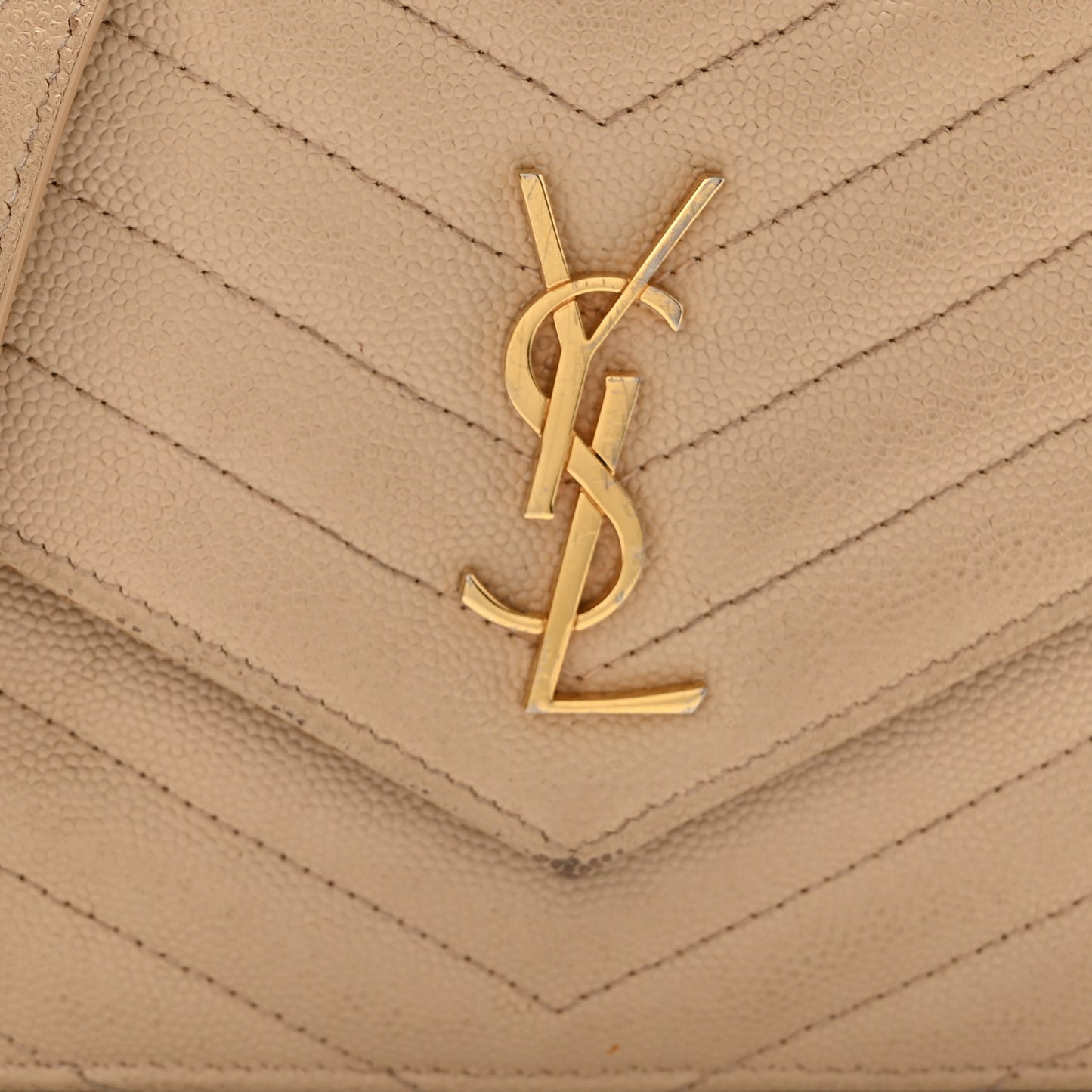 Grain De Poudre Matelasse Chevron Monogram Envelope Chain Wallet Nude Powder