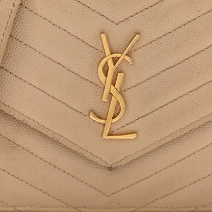 Saint Laurent Grain De Poudre Matelasse Chevron Monogram Envelope Chain Wallet Nude Powder 8 of 15